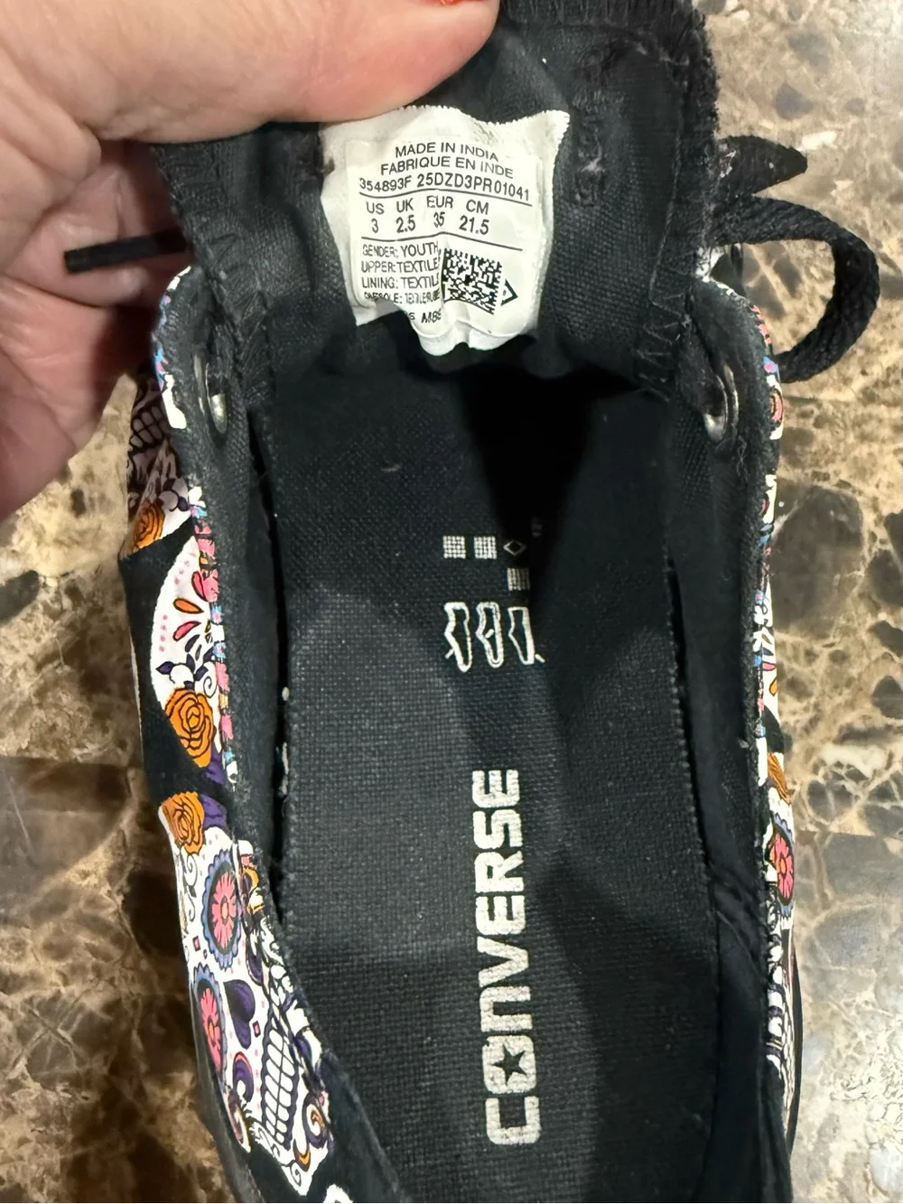 Converse Sugar Skull Dia De Los Muertos Low Top Sneakers Youth 3, Women 5 EU 35!